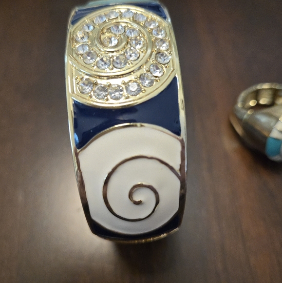 NWOT Bangle Bracelet And Ring Set Enamel Nautical - Picture 2 of 14